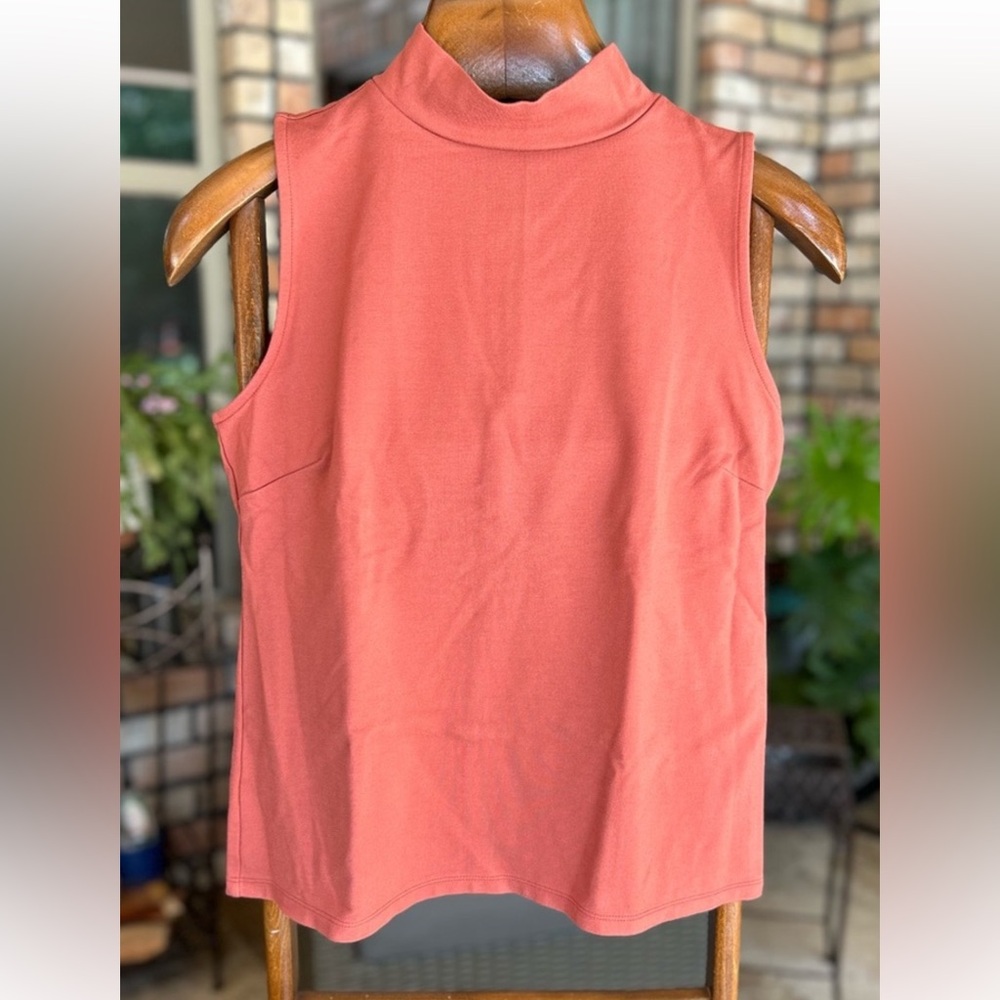 Ann Taylor Factory Sleeveless Coral Top w/ Mock Turtleneck & Back Zipper